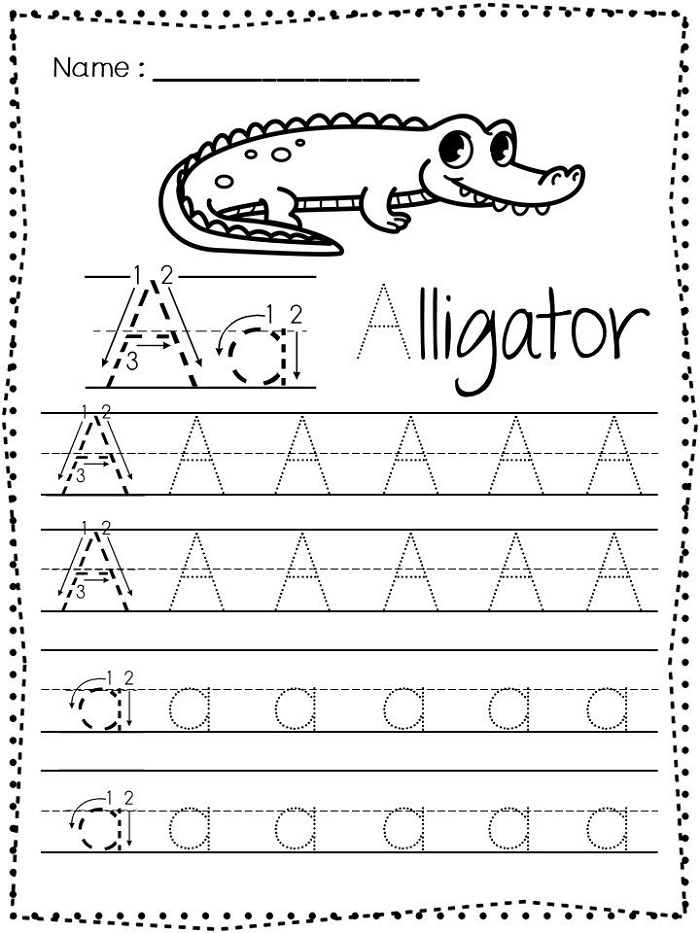A Tracing Worksheet Alligator