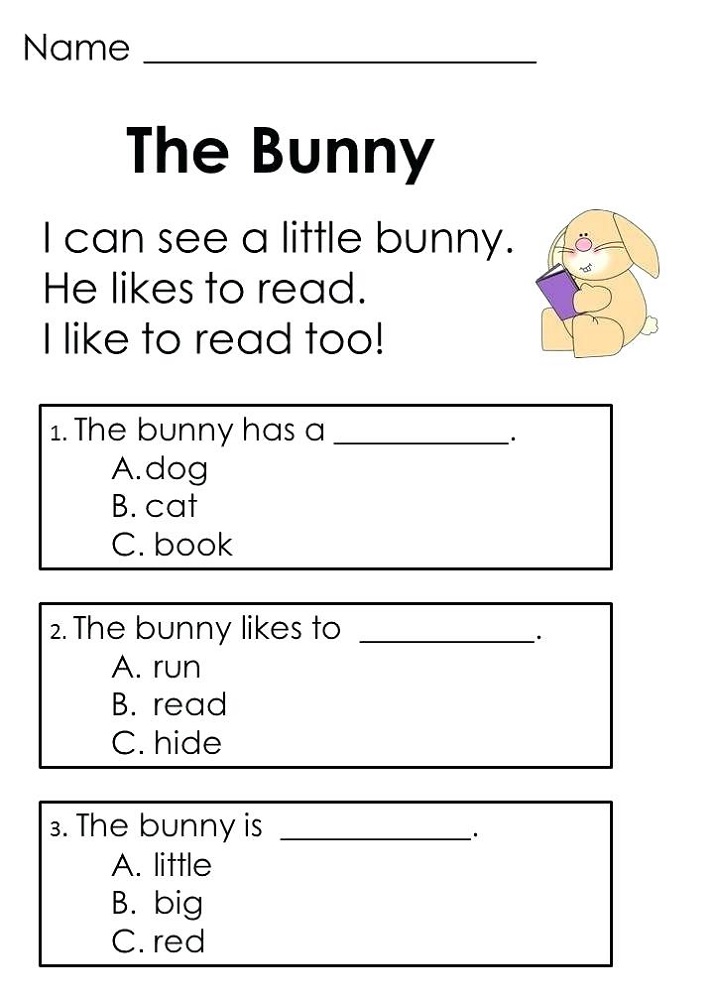Activity Sheets For Kindergarten Bunny