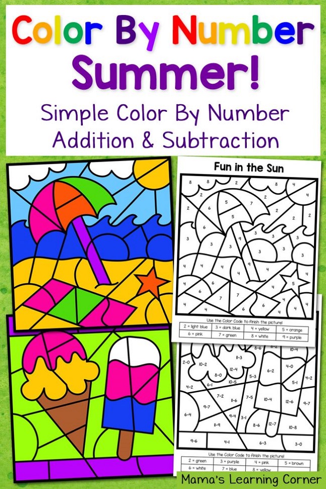 Color By Number Math Summer