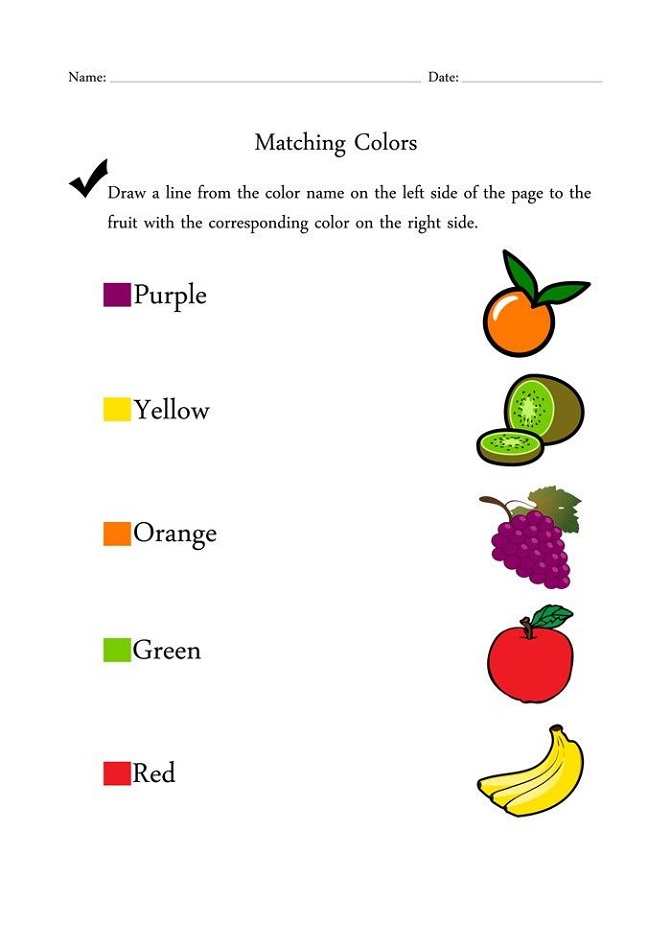 Color Worksheets For Preschool Fruits