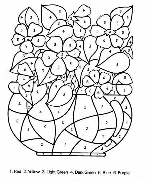 Free Color By Number Pages Flowers