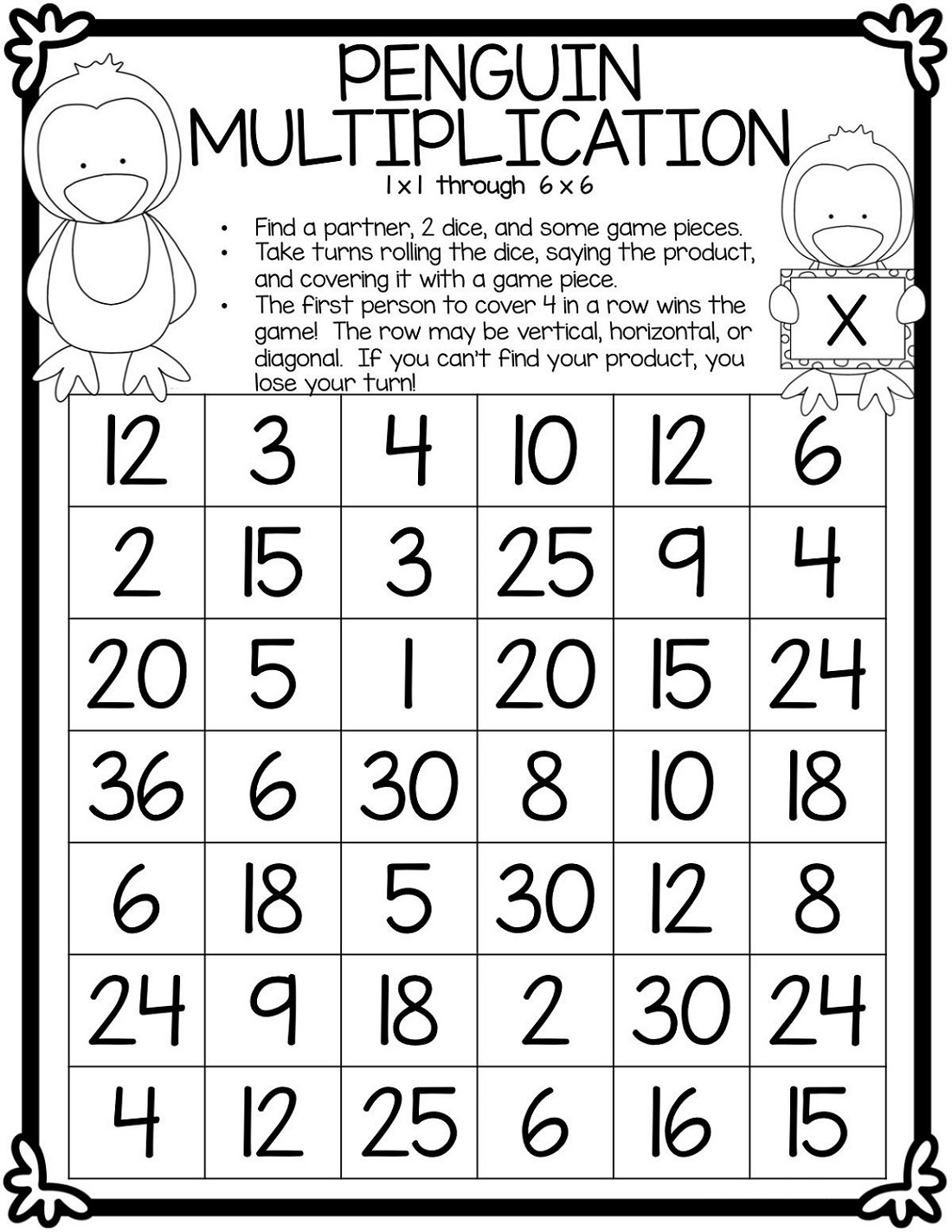 Free Multiplication Worksheets Penguin