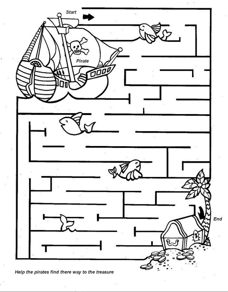 Free Printable Mazes For Preschoolers Pirate