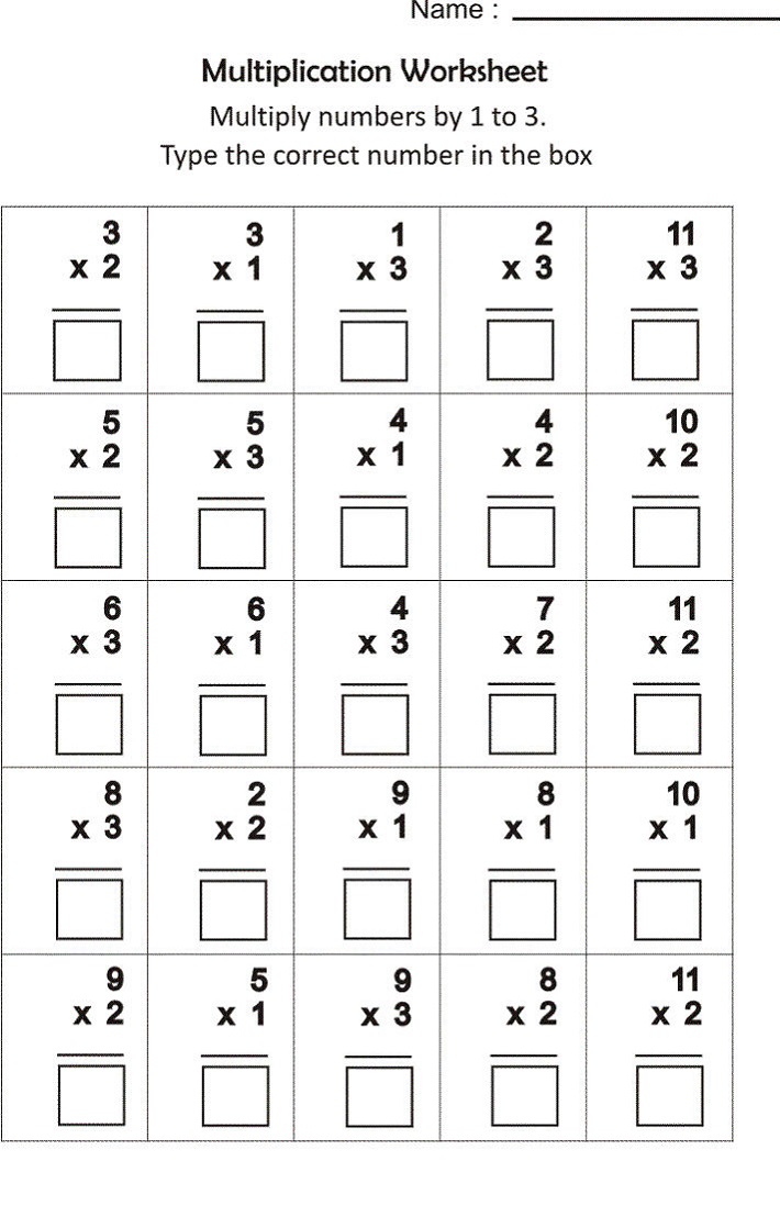Free Printable Multiplication Worksheets Basic
