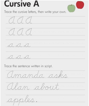 Handwriting Worksheets Cursive A