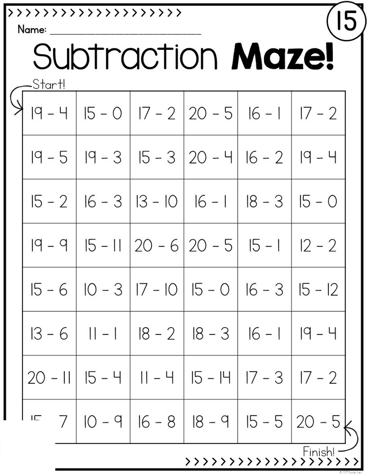 Math Worksheets Addition Maze