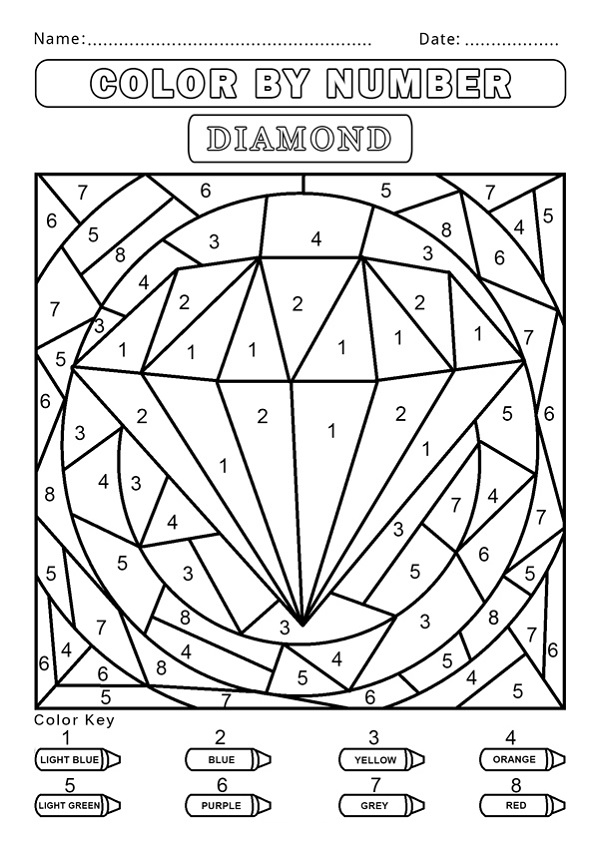 Color By Number Worksheets Diamond