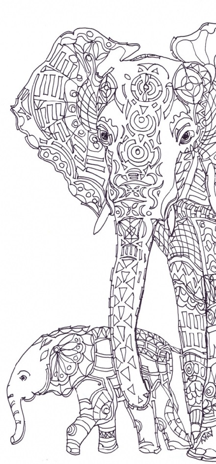 Free Downloadable Coloring Pages For Adults Elephant