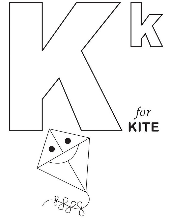 Free Printable Alphabet Coloring Pages Kite