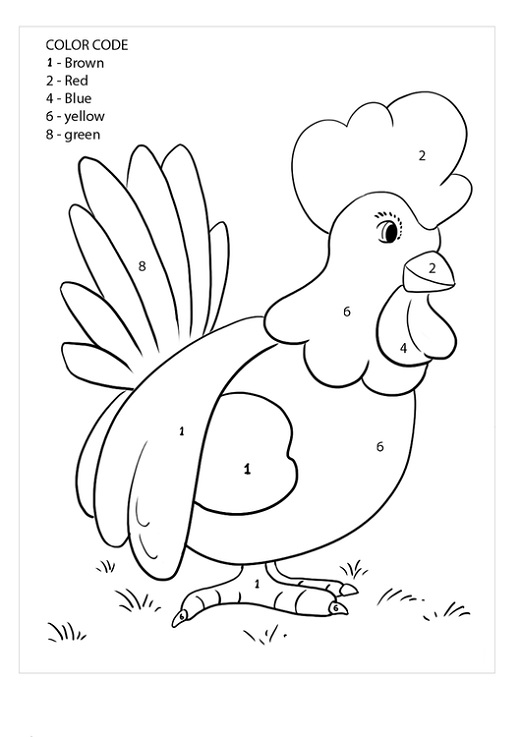 Free Printable Color By Number Pages Chiken