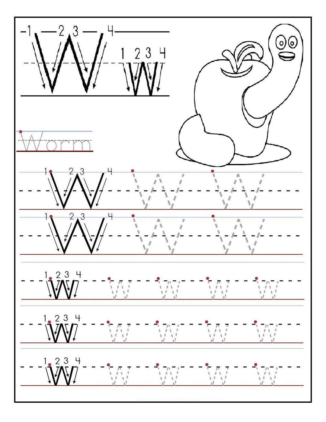 Kindergarten Letter Worksheets W