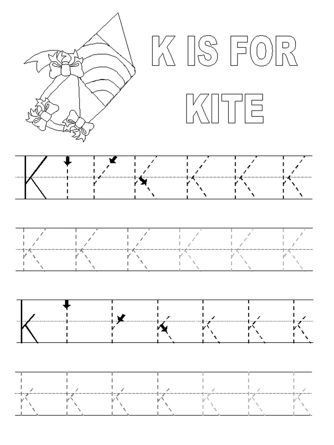Letter Tracing Printable Kite