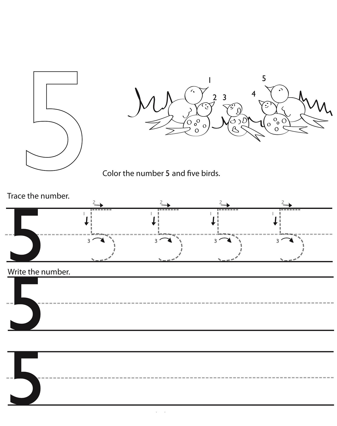 Number Writing Practice Five