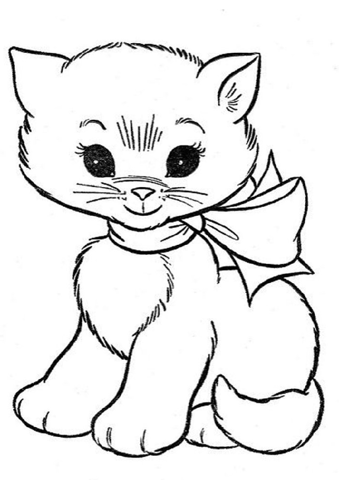 Printable Coloring Pages Easy Kitten