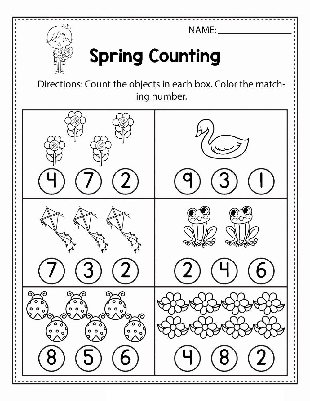Kindergarten Math Worksheets Spring