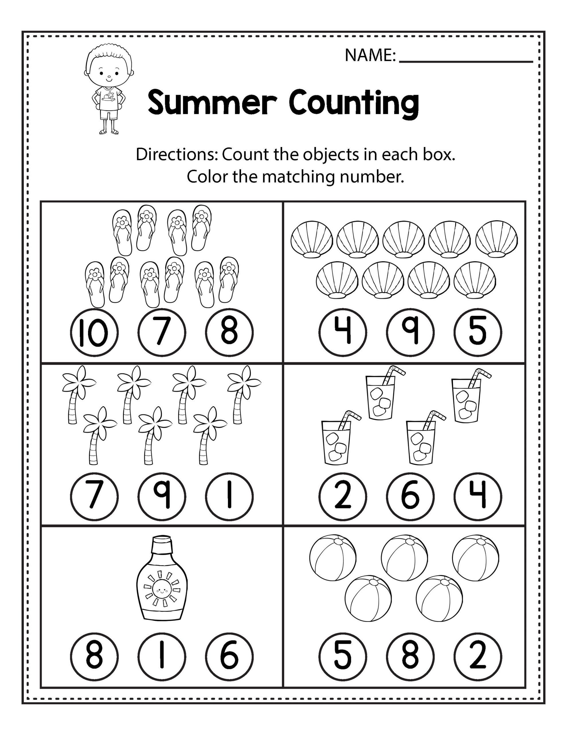Kindergarten Math Worksheets Summer