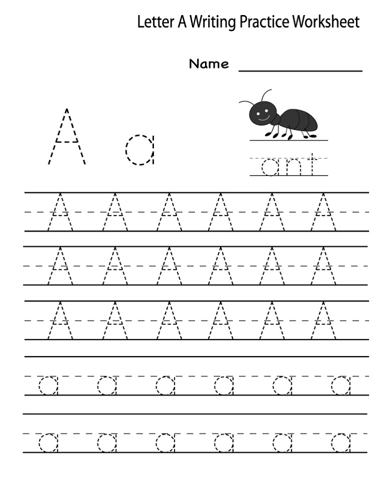 Letter A Tracing Worksheets Ant
