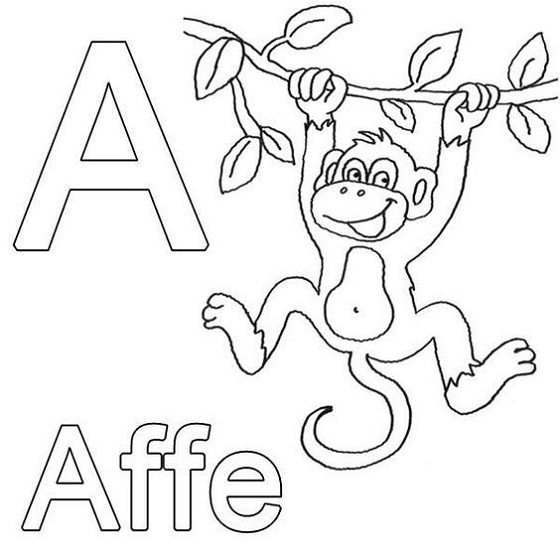 Letter Coloring Pages Free Affe