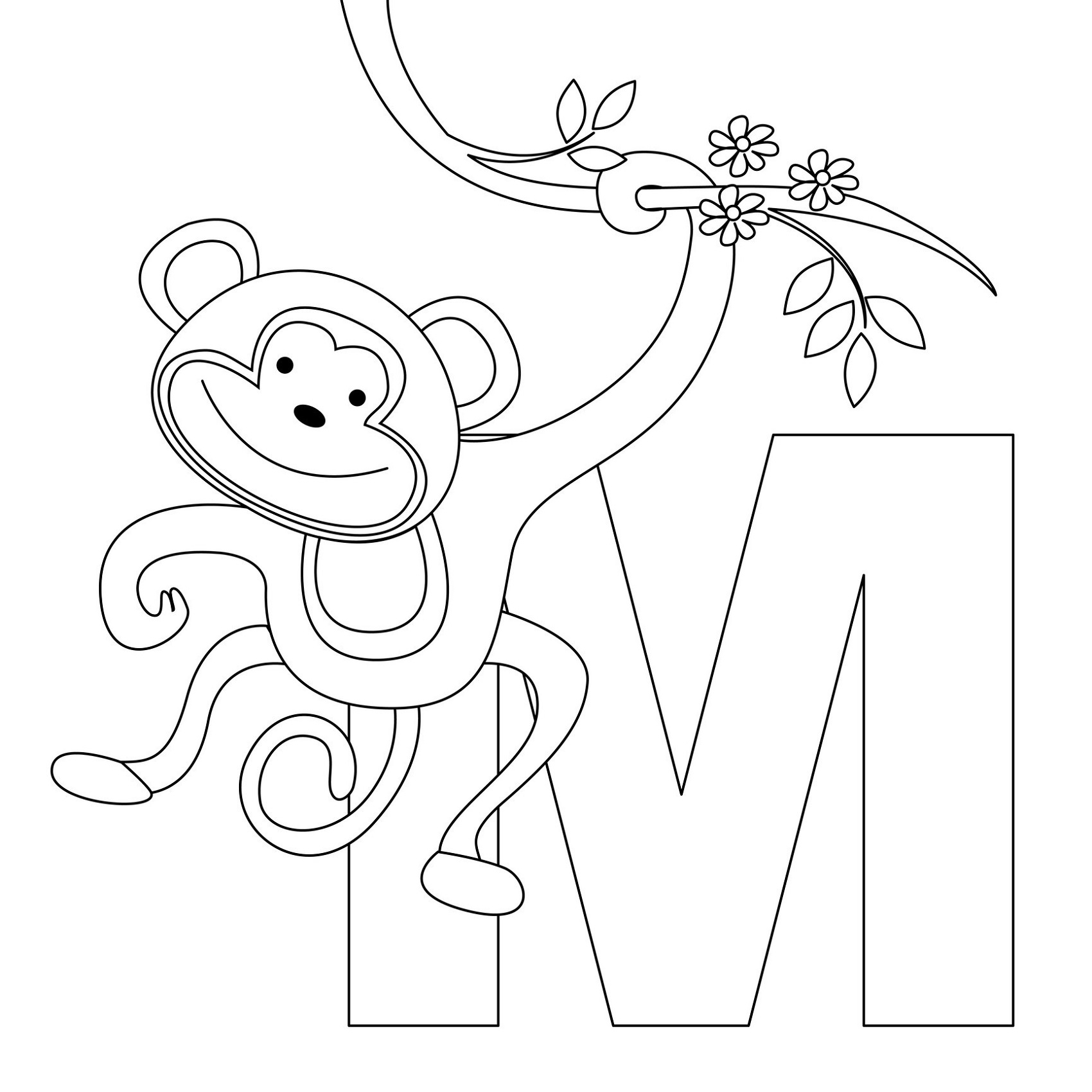 Letter Coloring Pages Free Monkey