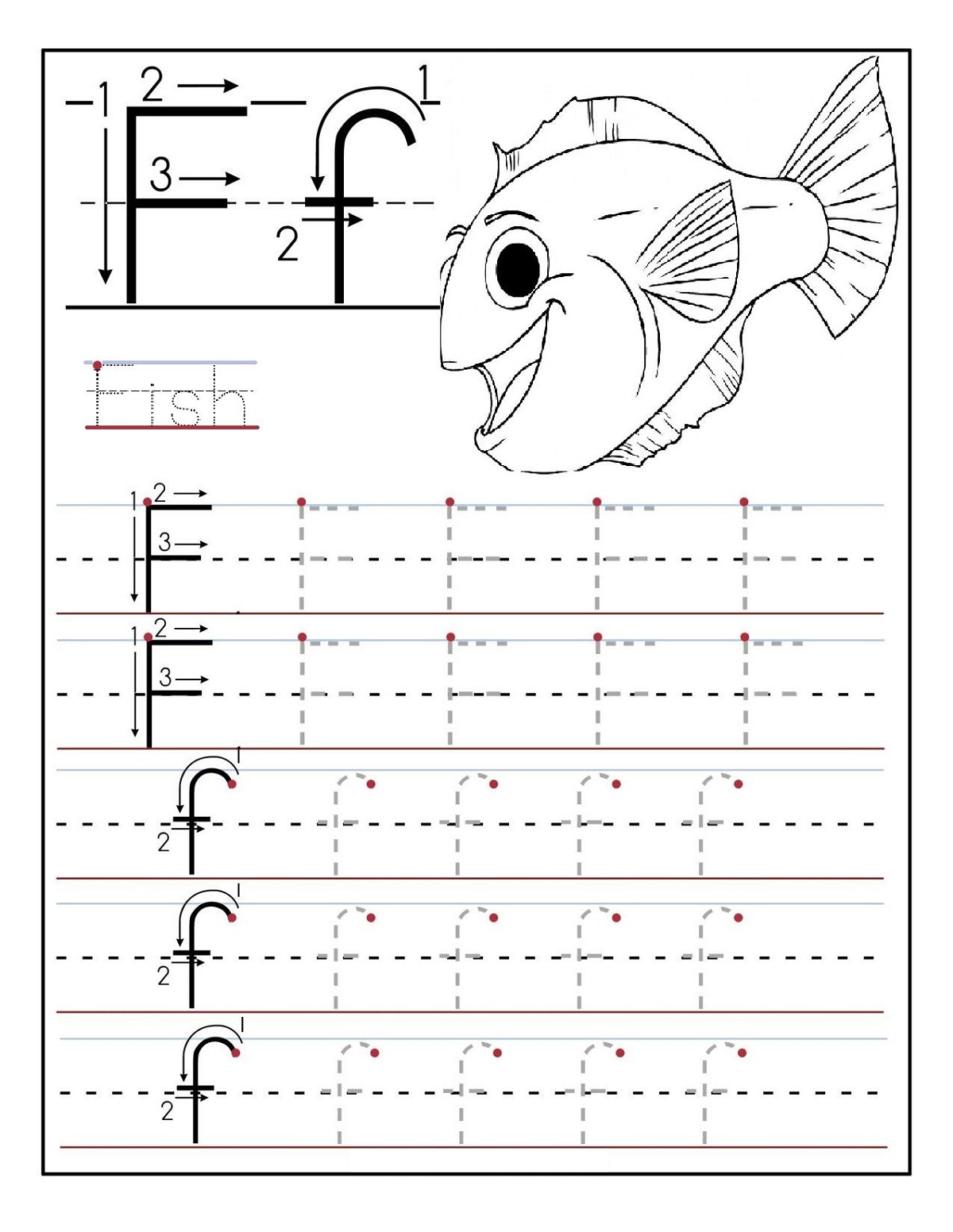 Letter F Worksheets Fish