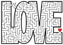 Maze Coloring Pages Love