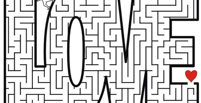 Maze Coloring Pages Love