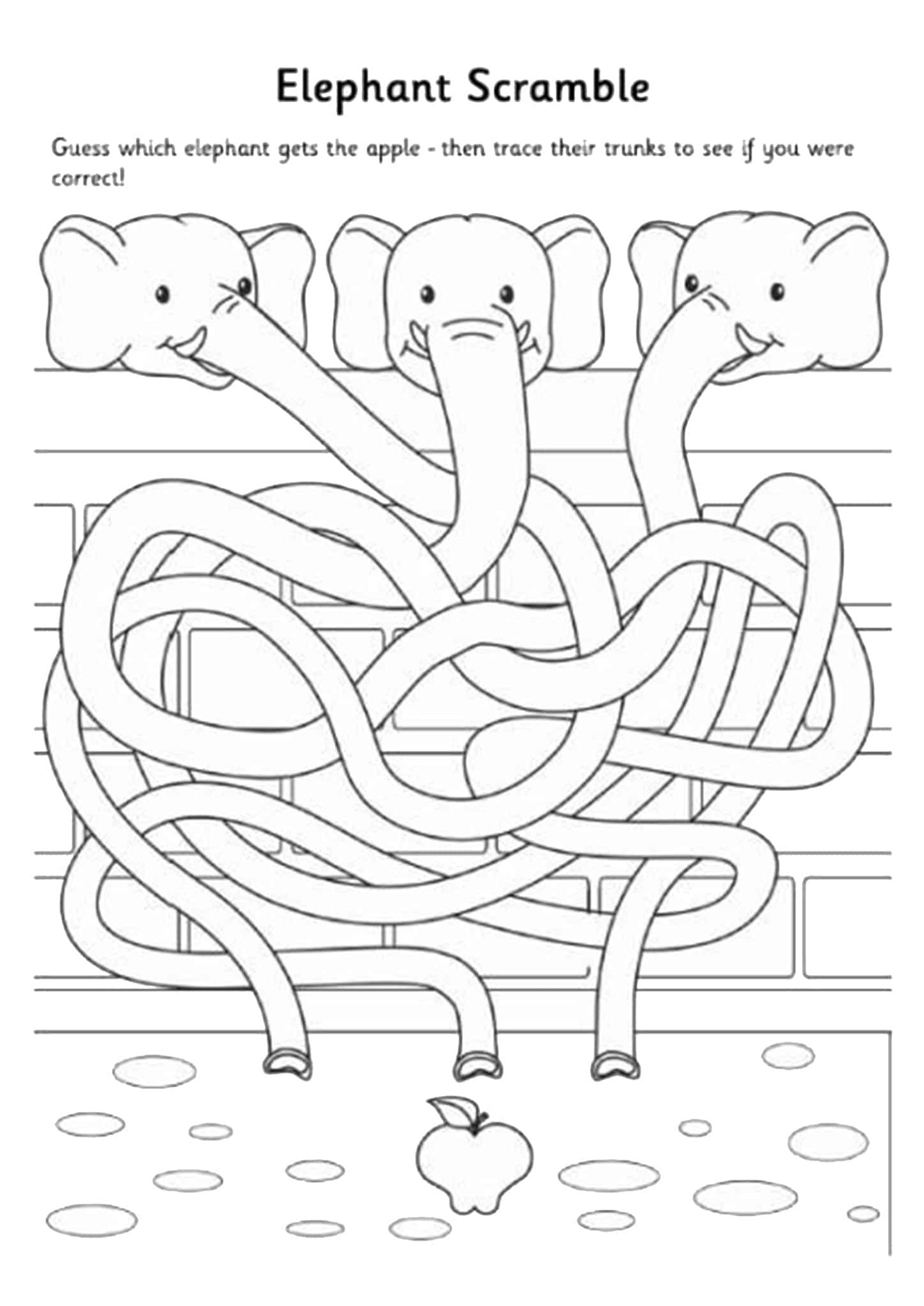 Maze Printable Worksheets Elephant
