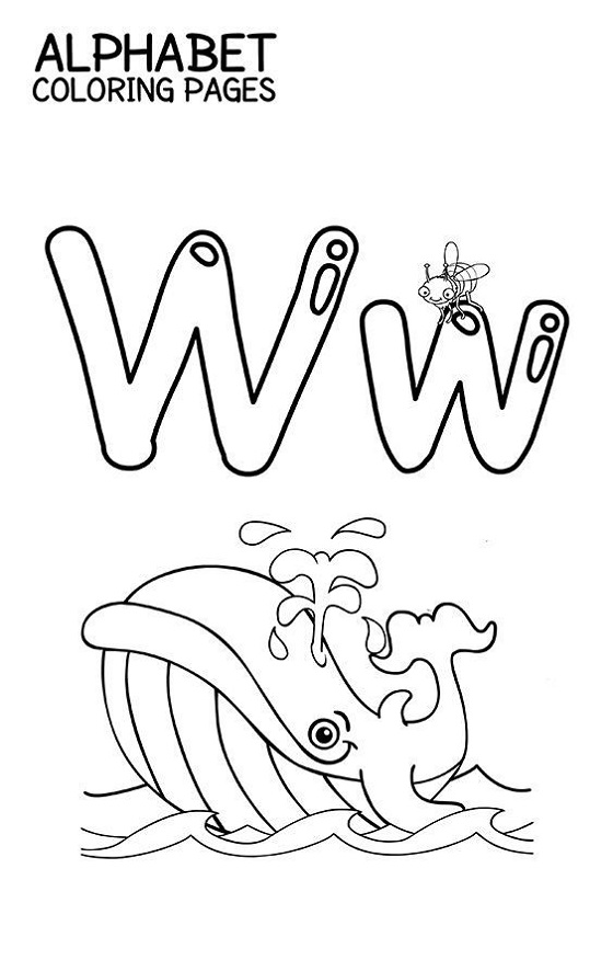 Printable Alphabet Coloring Pages Whale
