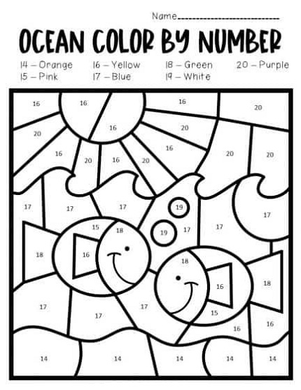 Printable Color By Number Pages Ocean