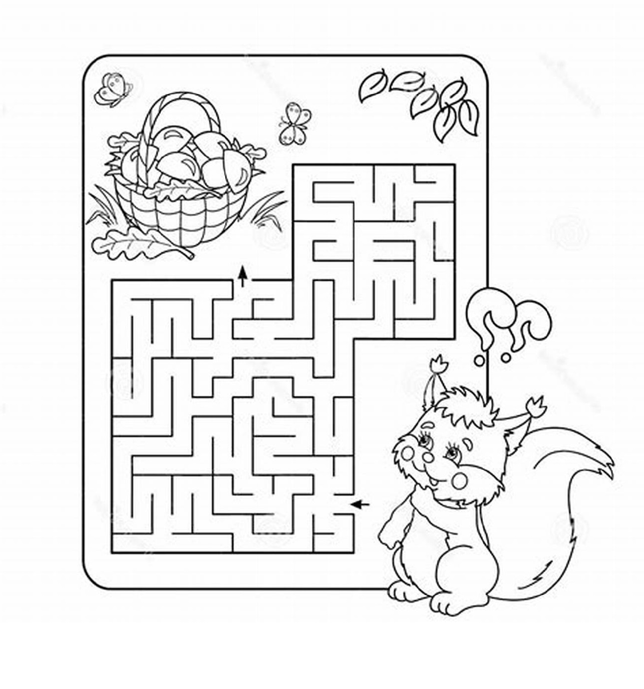 Printable Mazes For Kindergarten Squirrel