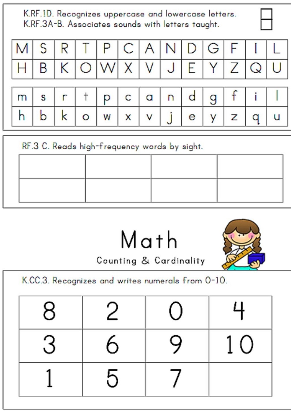 Printable Kindergarten Math Worksheets Teacher Girl