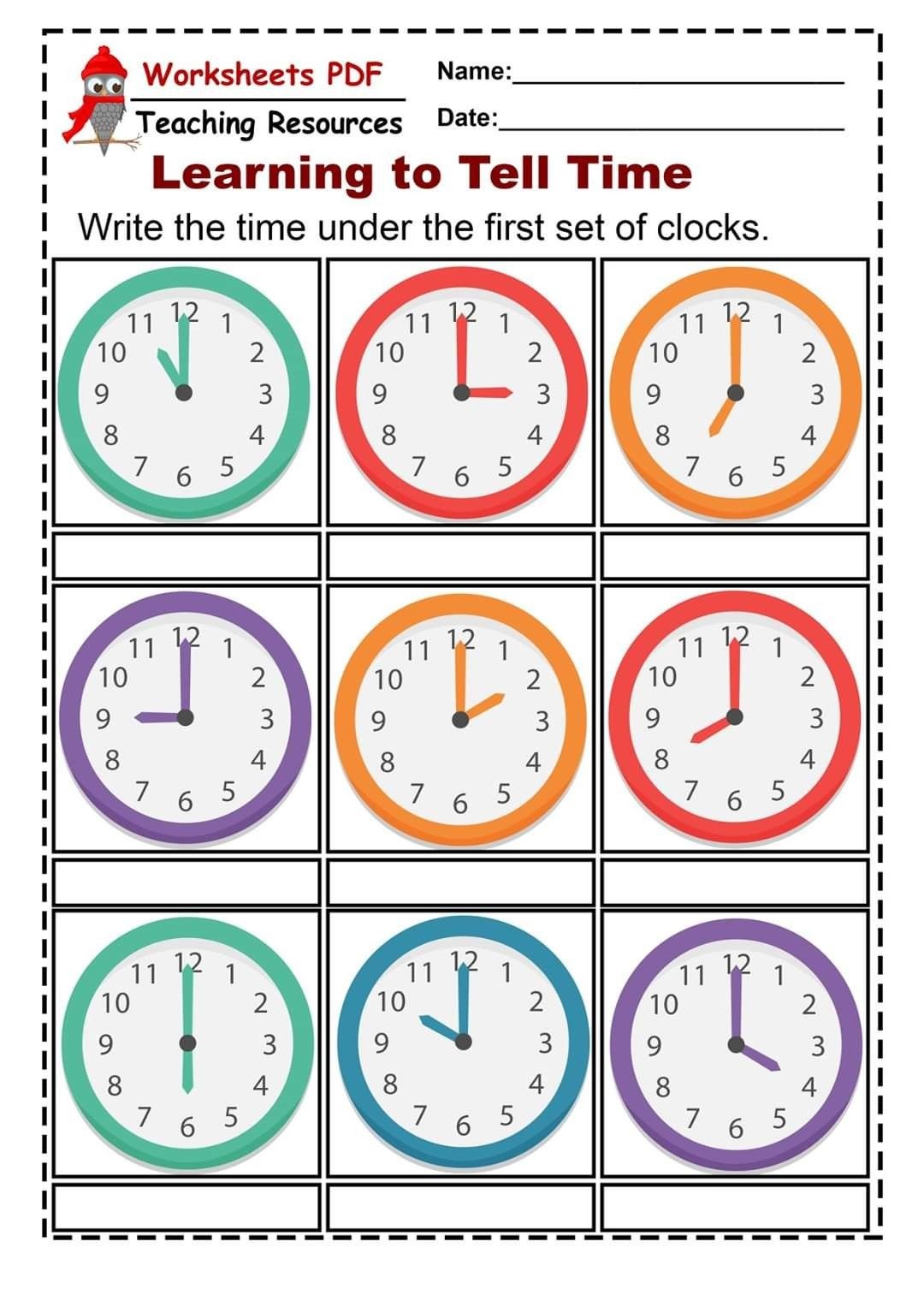 Clock Worksheets Math