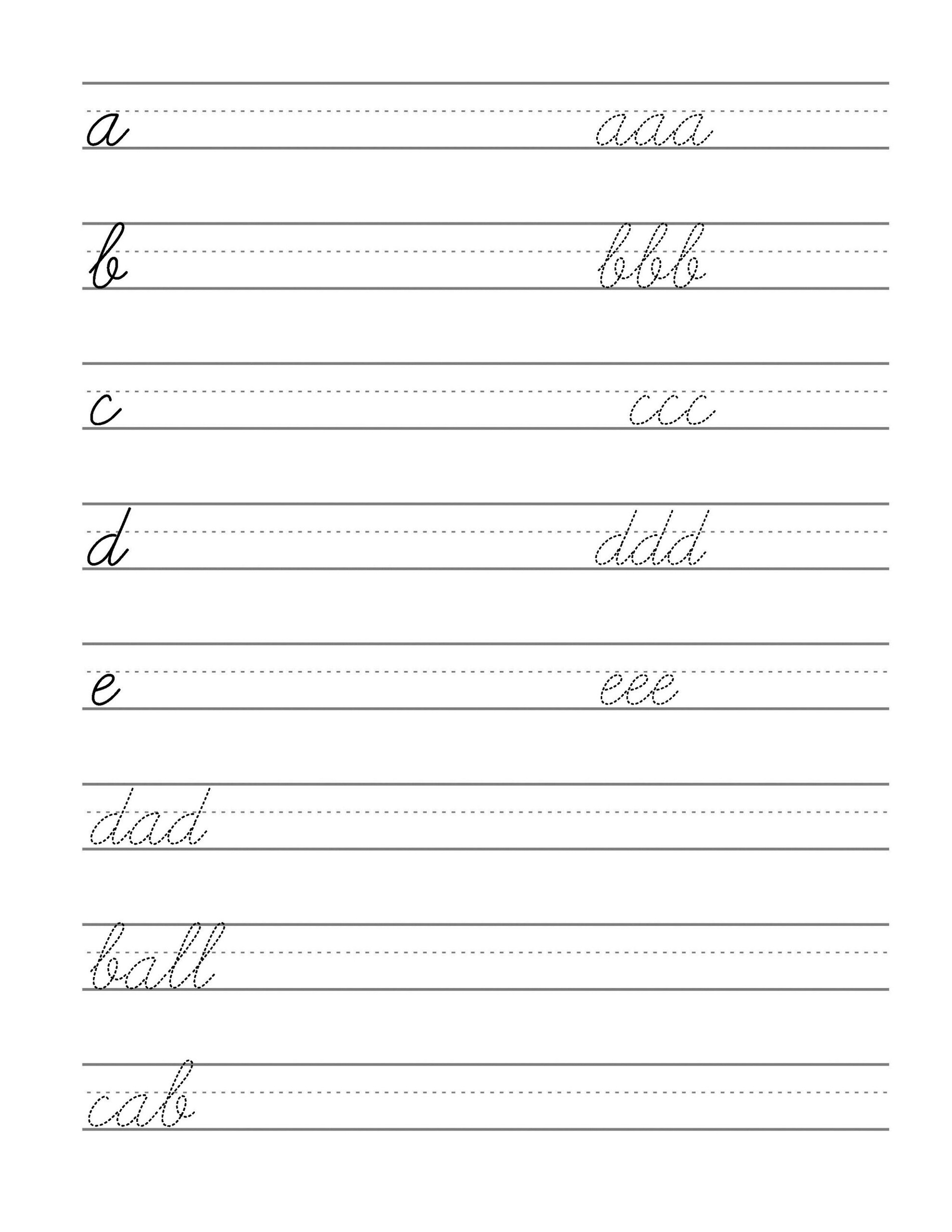 Cursive Practice Sheets Dotted Lines
