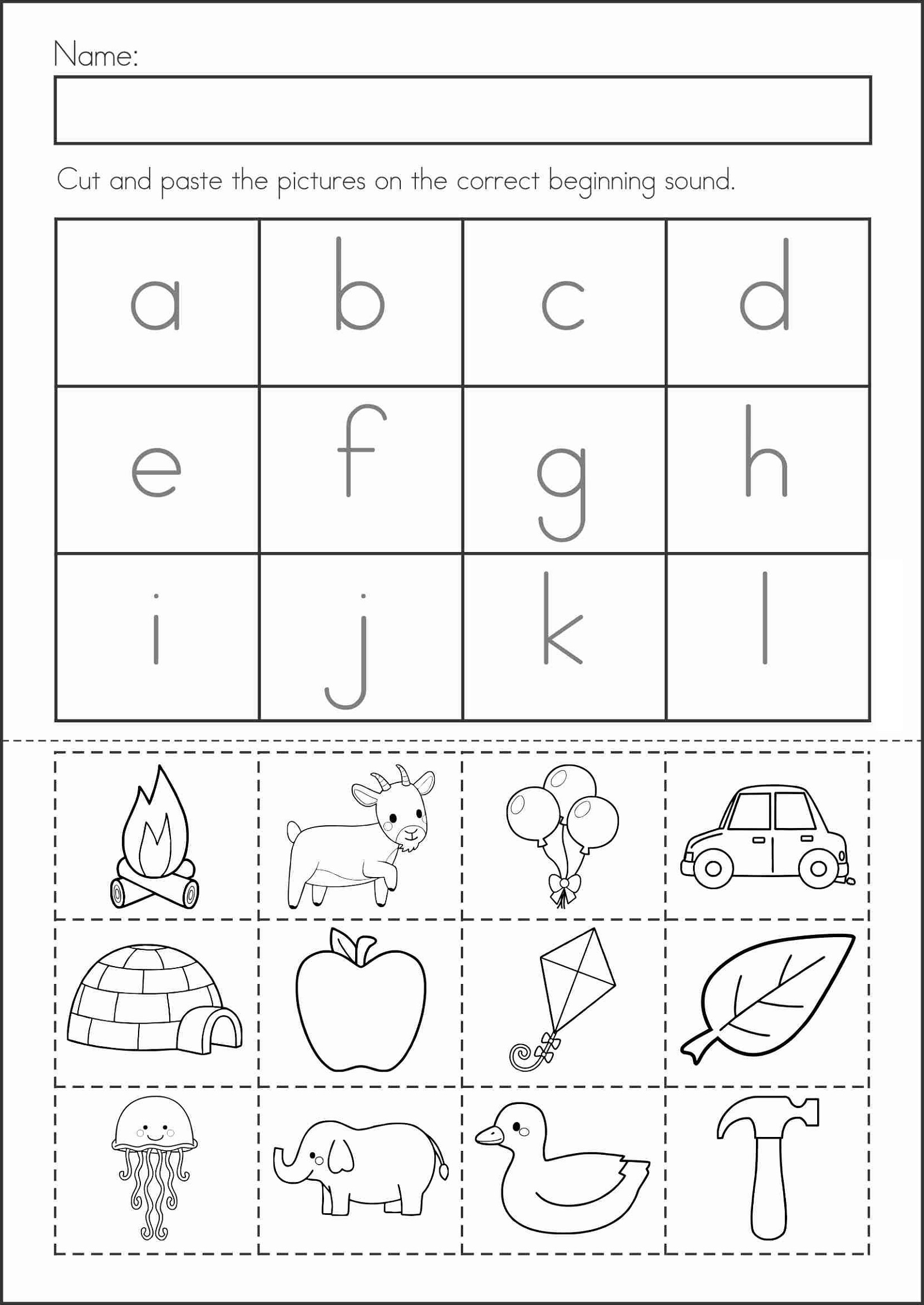 Free Printable Worksheets For Kindergarten Cut And Paste