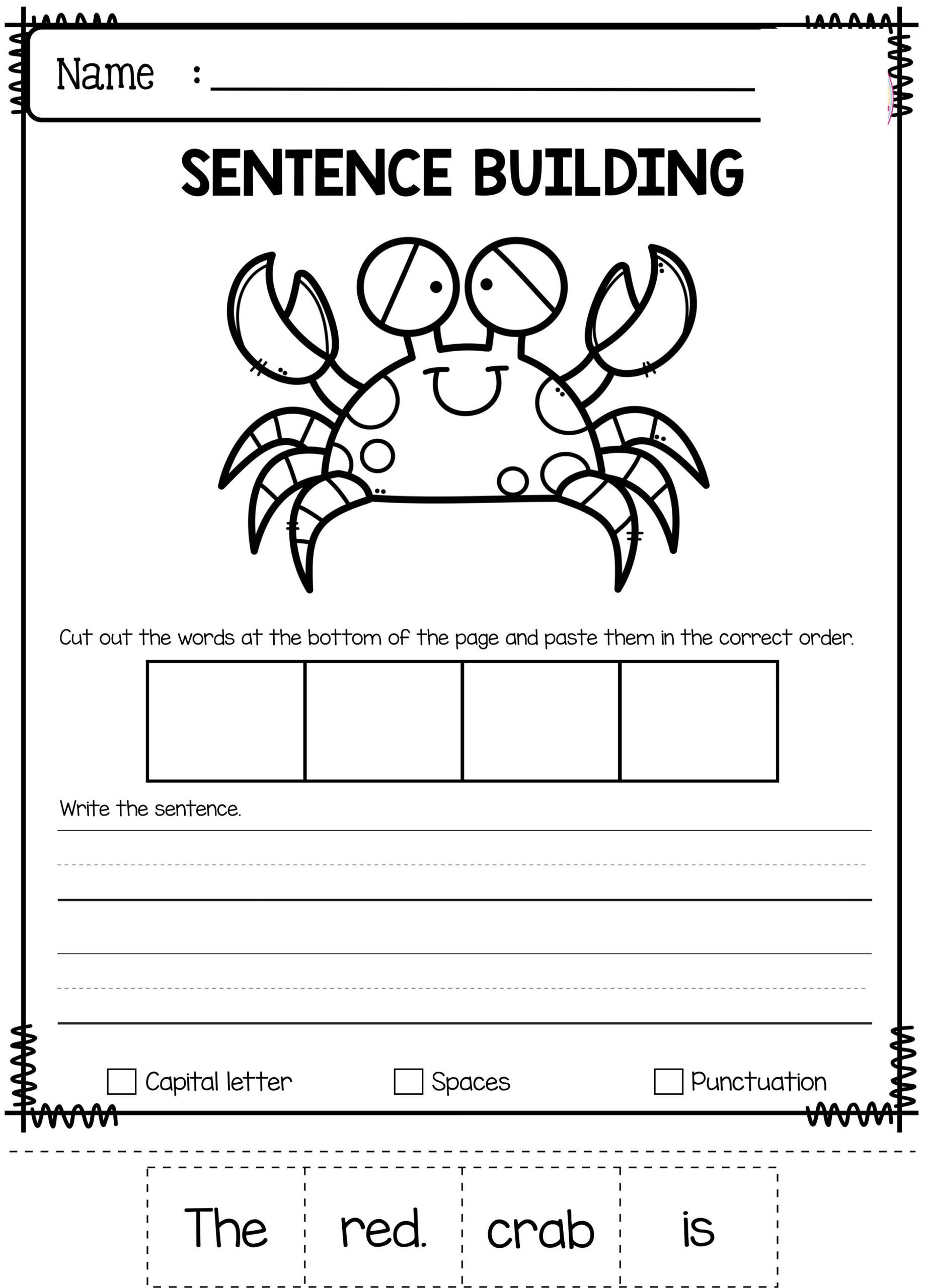 Free Printable Worksheets For Kindergarten Sentence