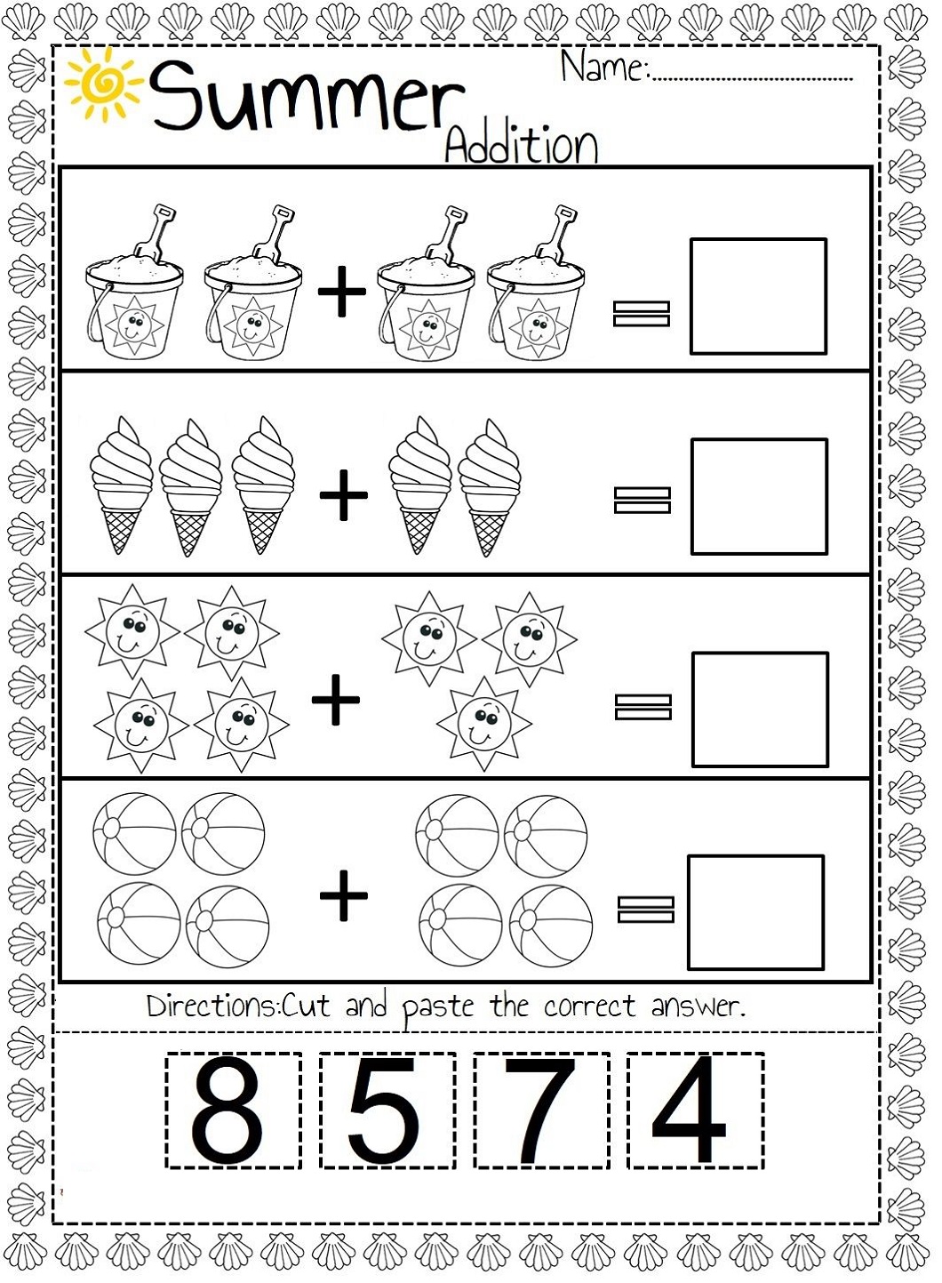 Kindergarten Math Worksheets Summer