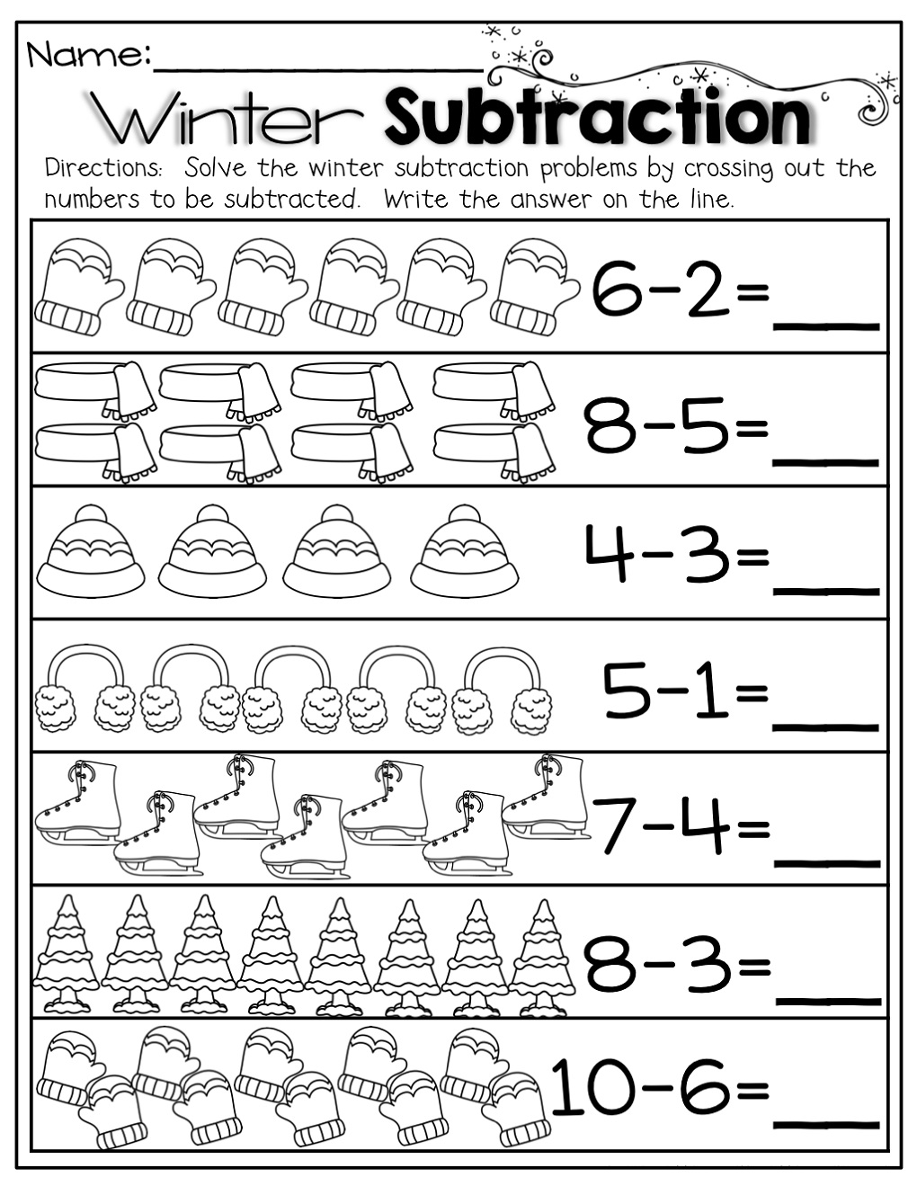 Kindergarten Math Worksheets Winter