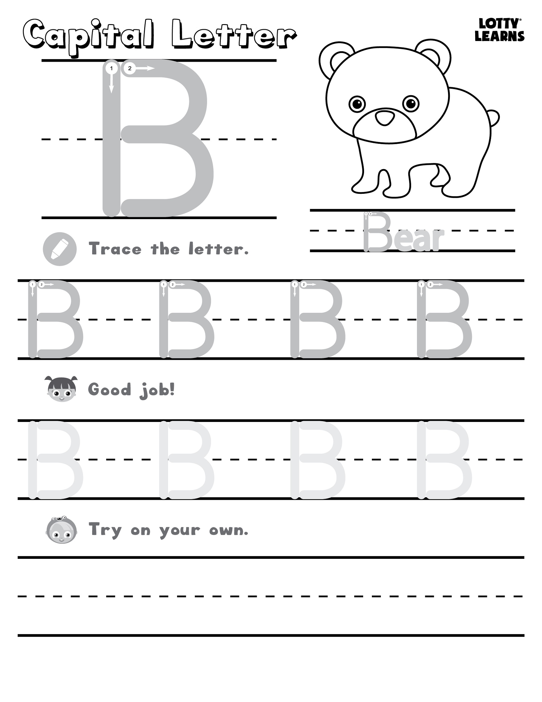 Letter B Worksheets Bear