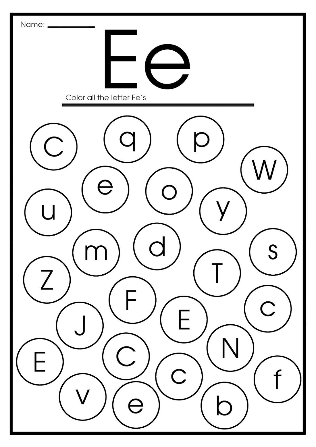Letter E Worksheets English For Kids