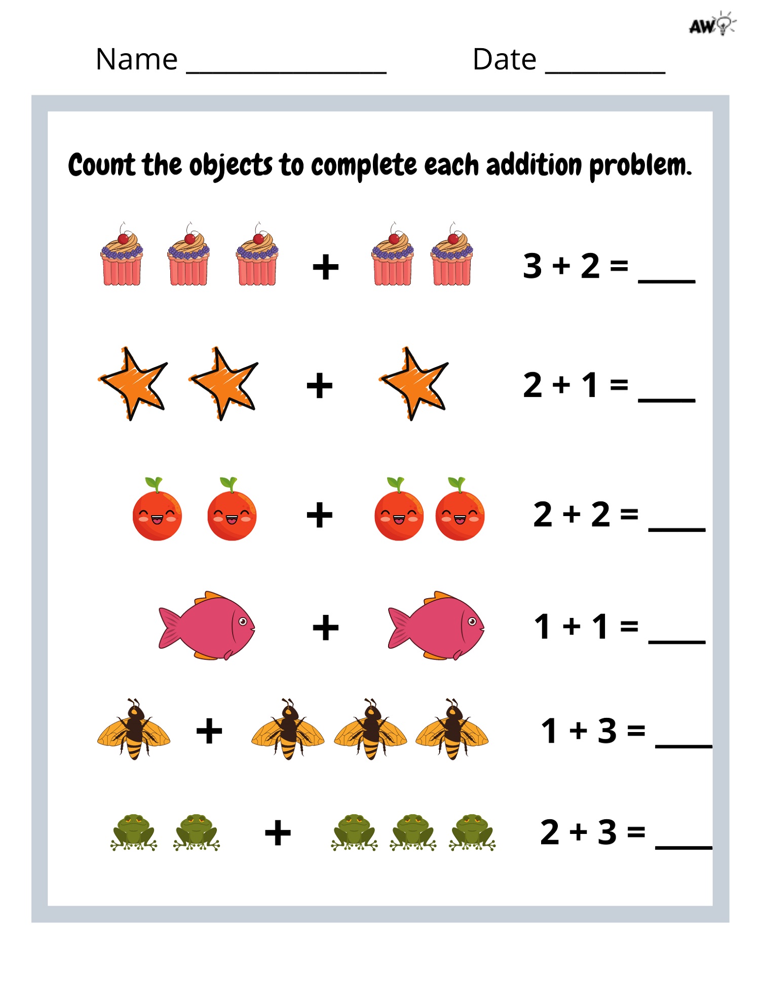 Math Addition Worksheets Count