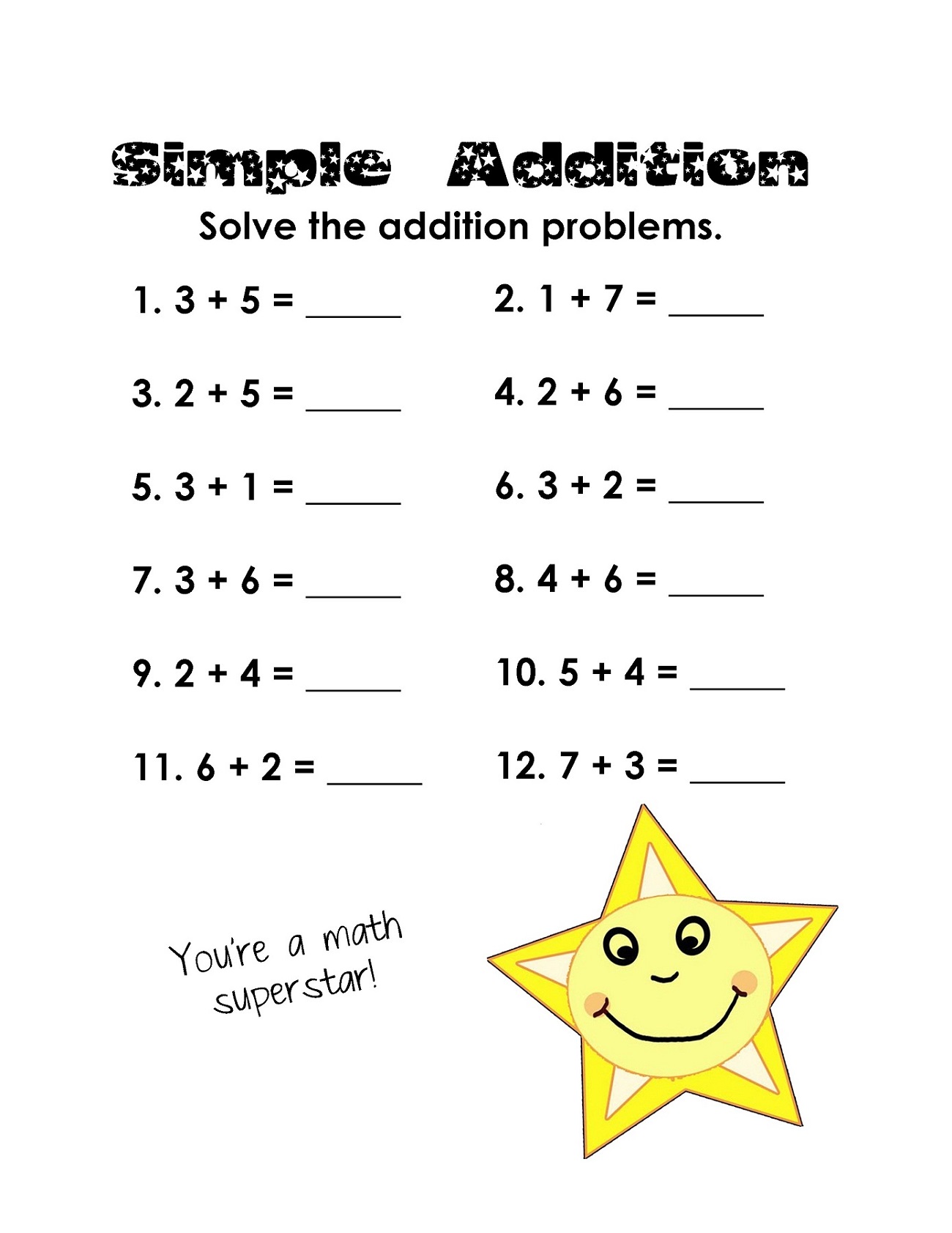 Math Addition Worksheets Simple
