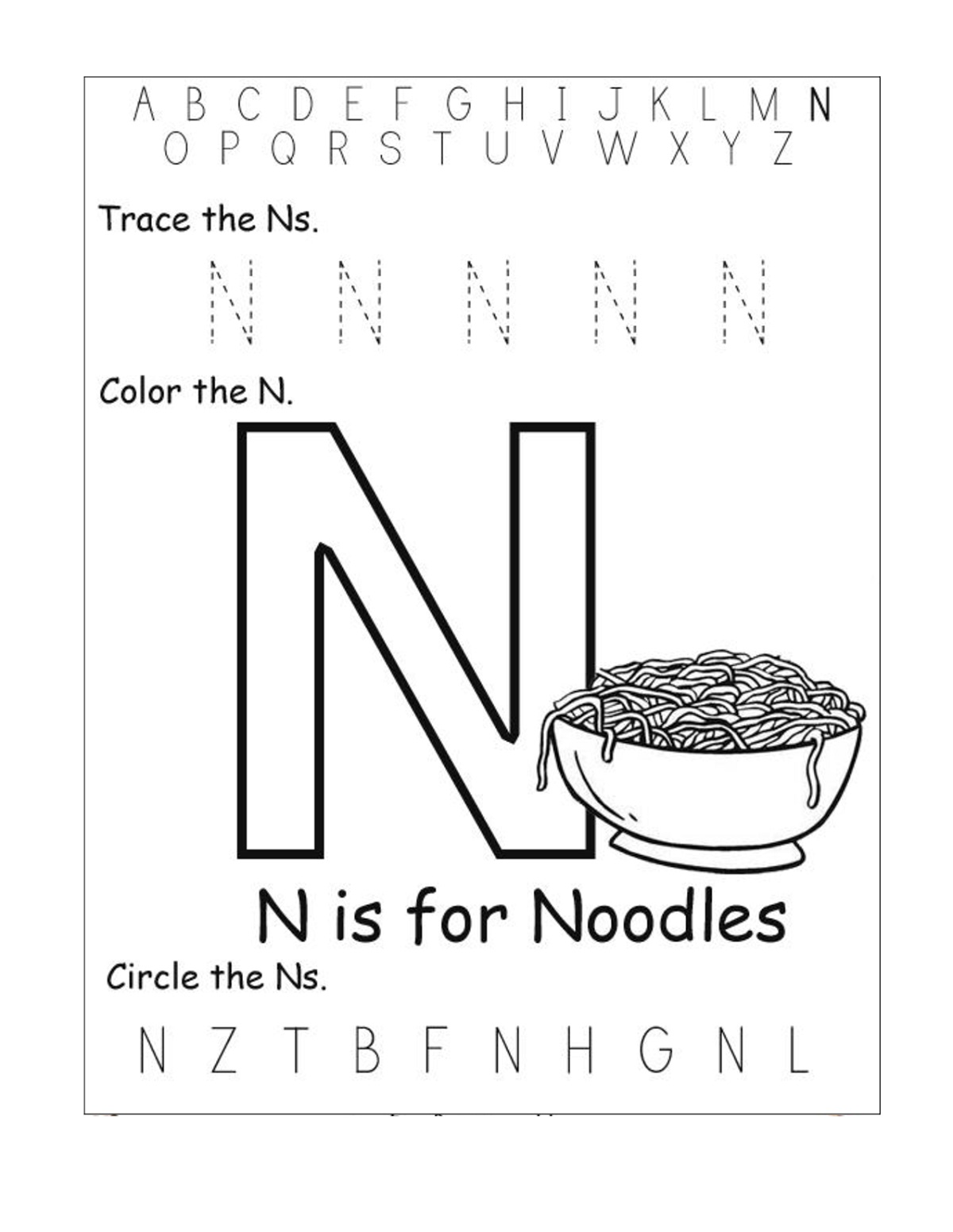 Pre K Work Sheets Noodles