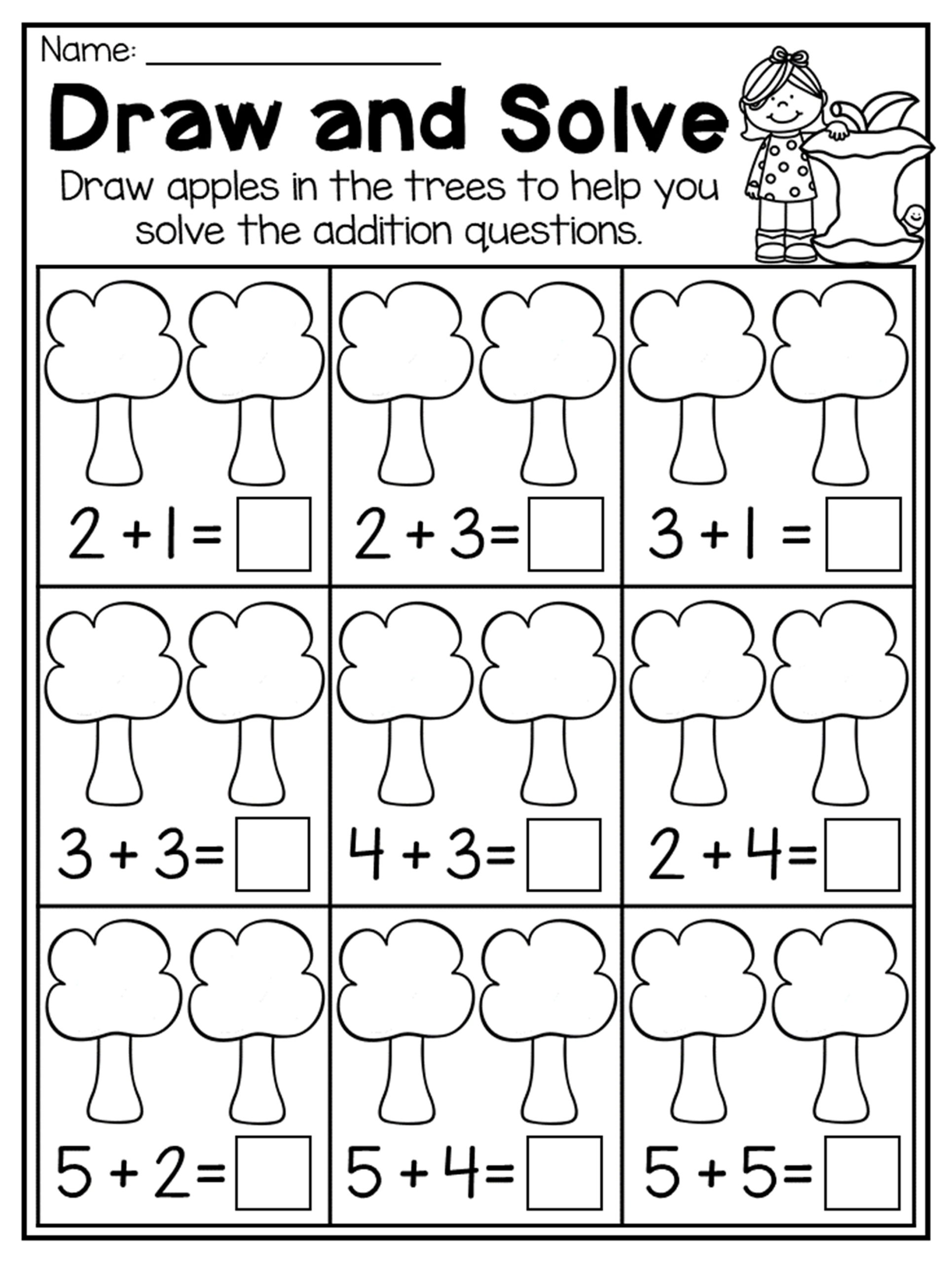 Addition Worksheets For Kindergarten Fall