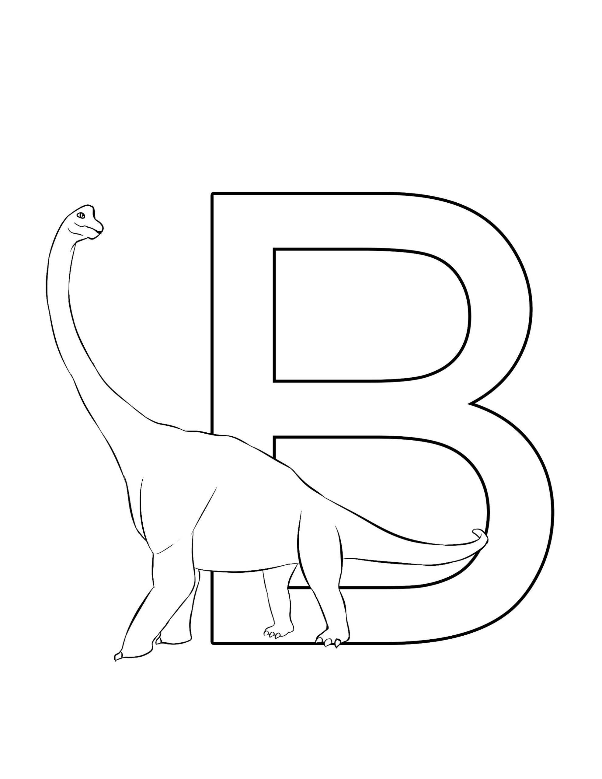 Alphabet Coloring Pages Free Brachiosaurus