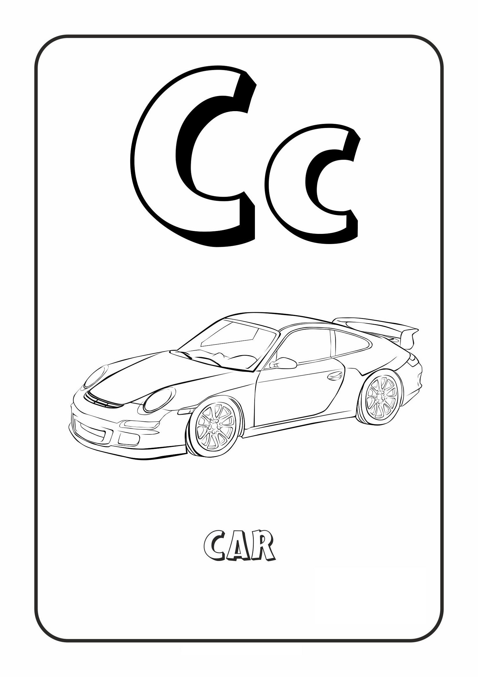 Alphabet Coloring Pages Free Car