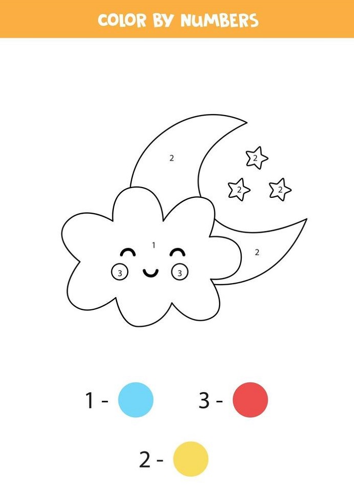 Easy Color By Number Printable Cloud