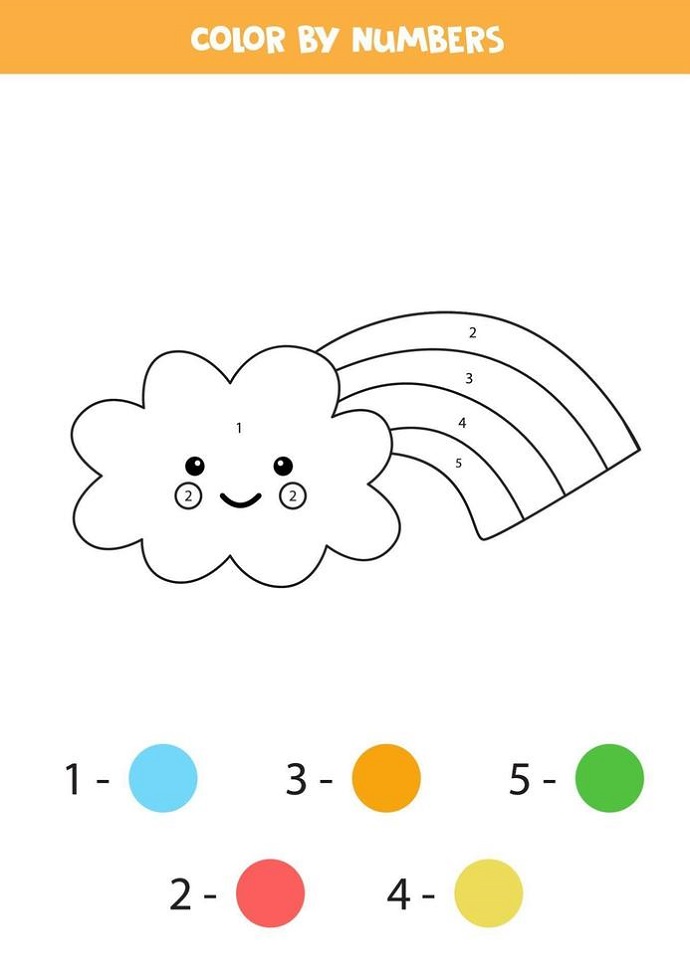 Easy Color By Number Printable Rainbow