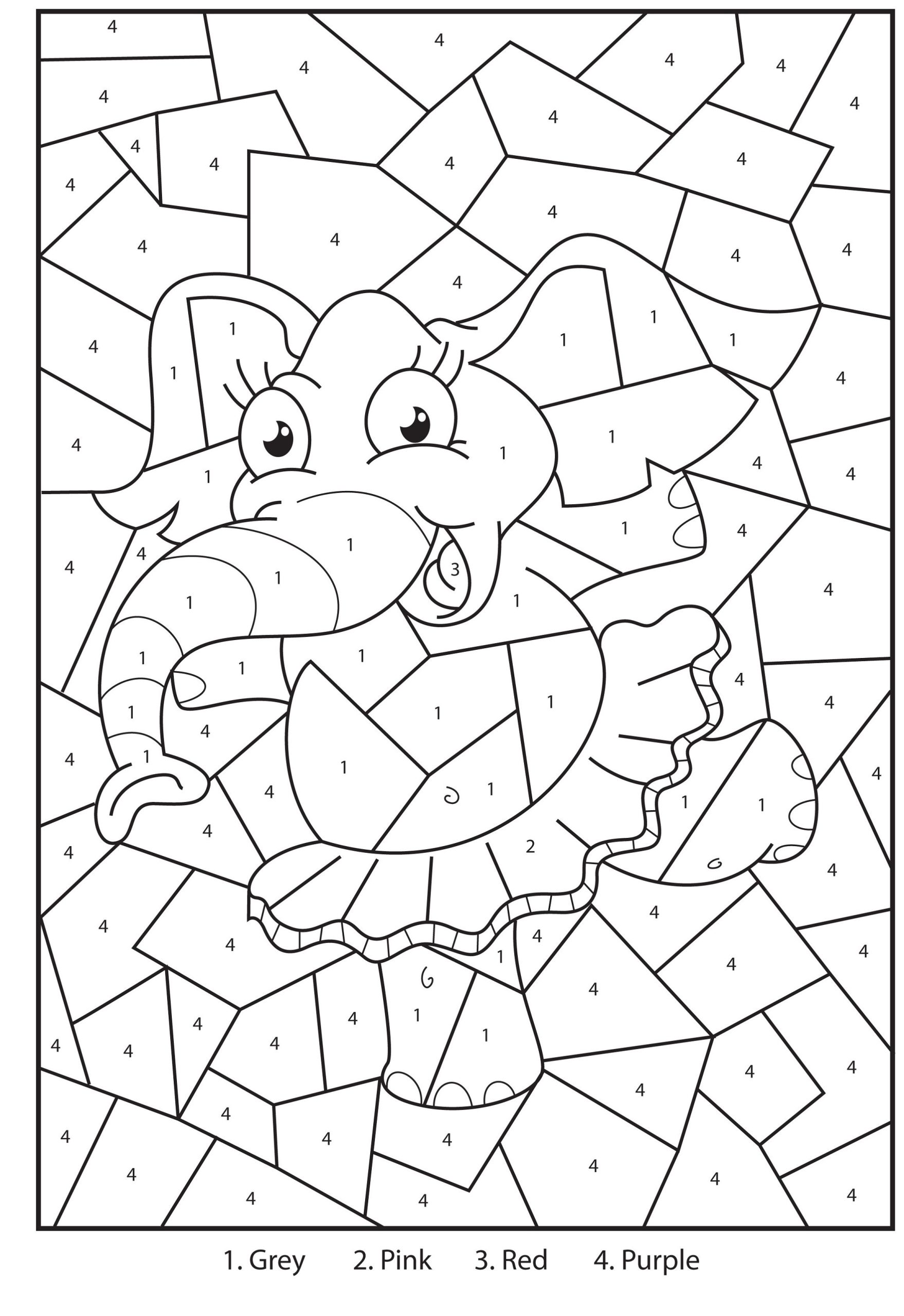 Free Color By Numbers For Adults Elephant