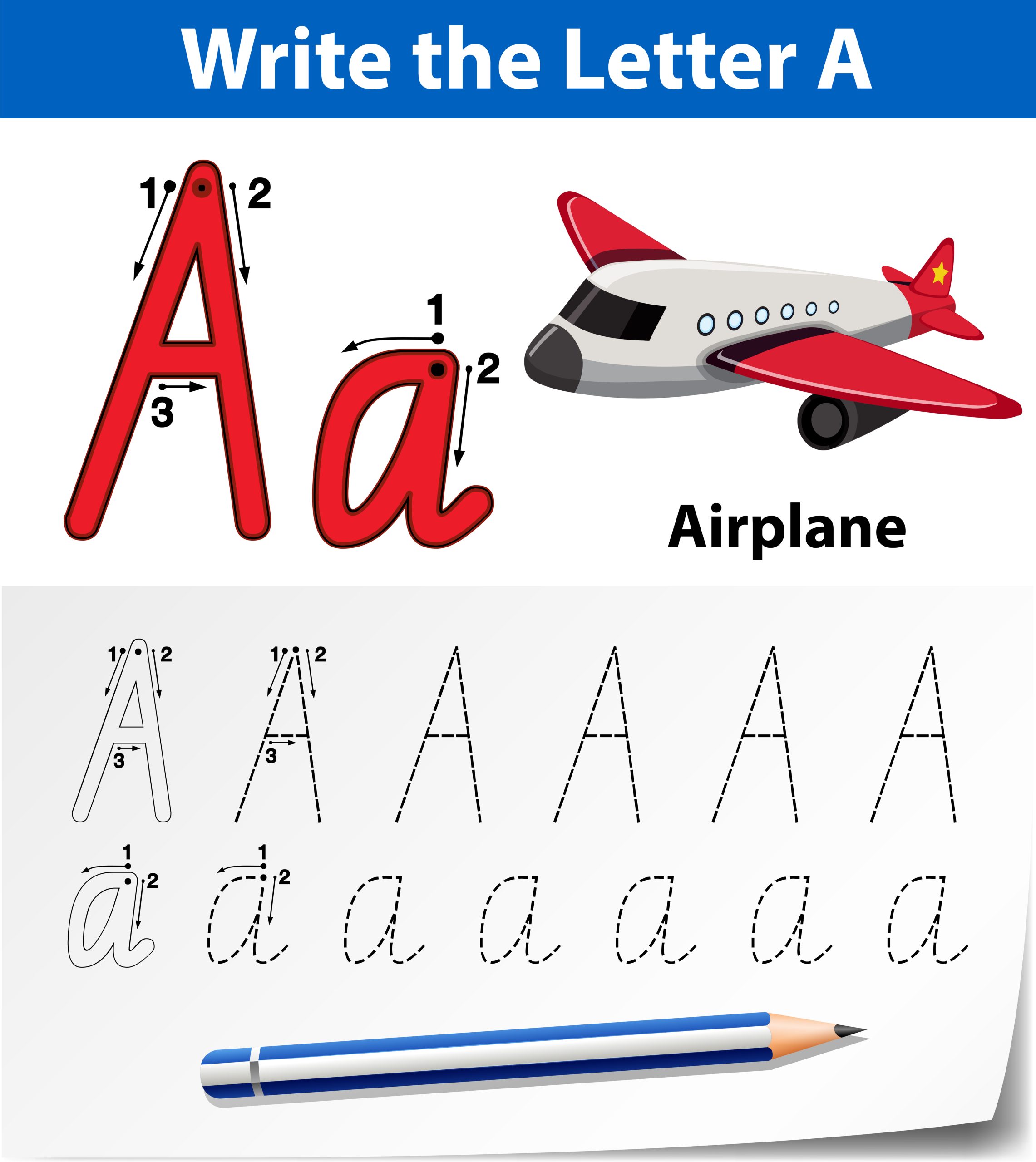 Letter A Worksheets Airplane