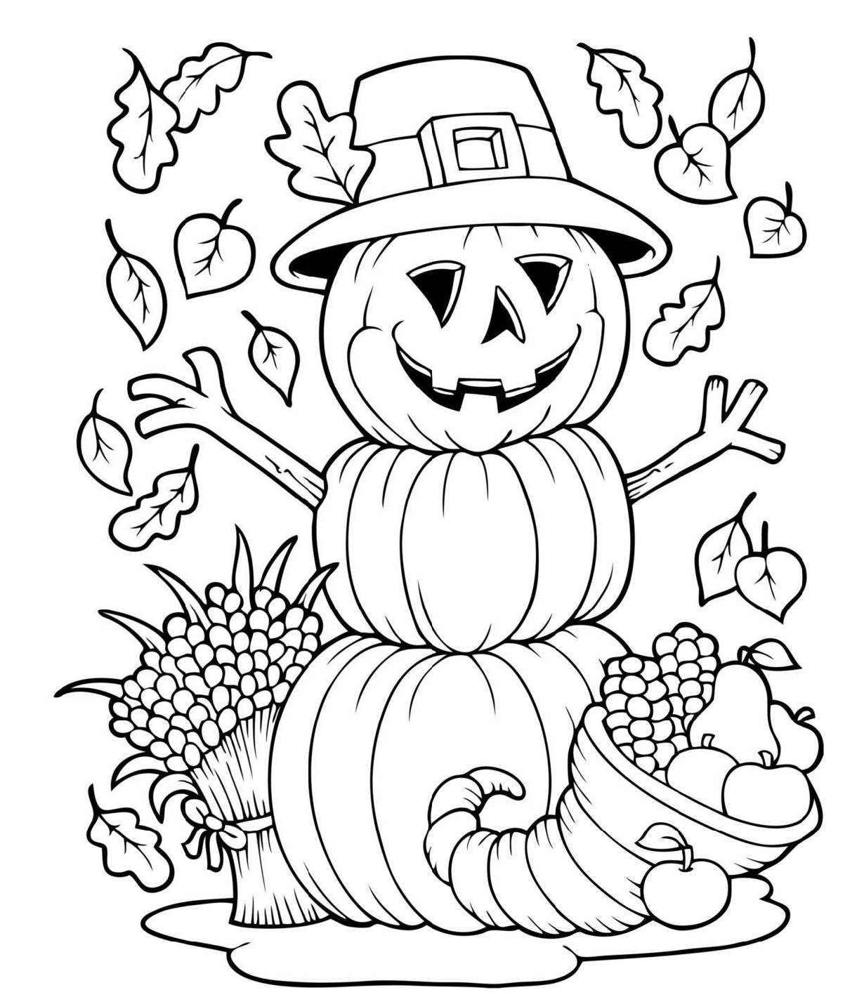 Fall Coloring Pages Printable Pumpkin